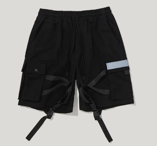 Men's Casual Street Cargo Shorts with Reflective Stripes